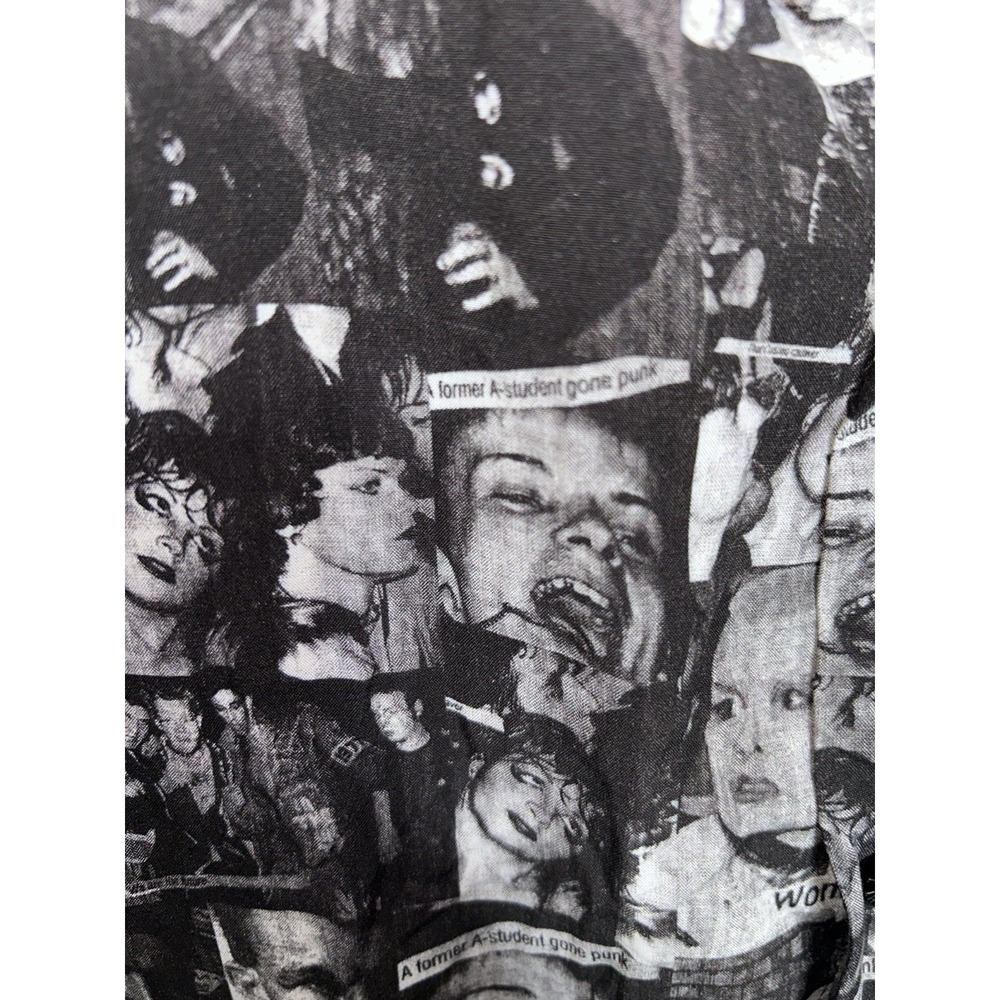 Straight To Hell Punk Collage Camp Shirt Mens Large Rayon Button Up Gothic - Picture 5 of 7